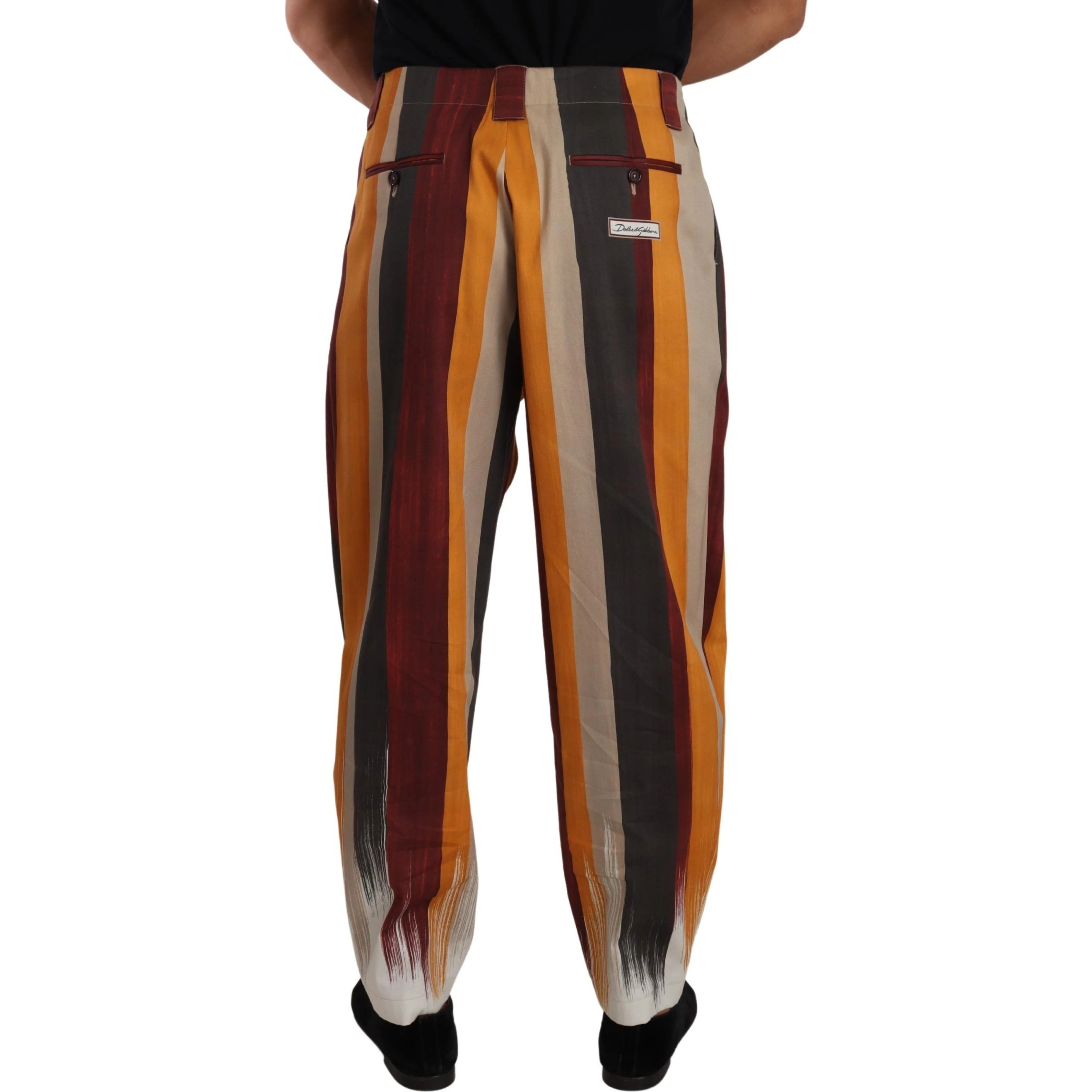 Multicolor Striped Cotton Tapered Trouser Pants