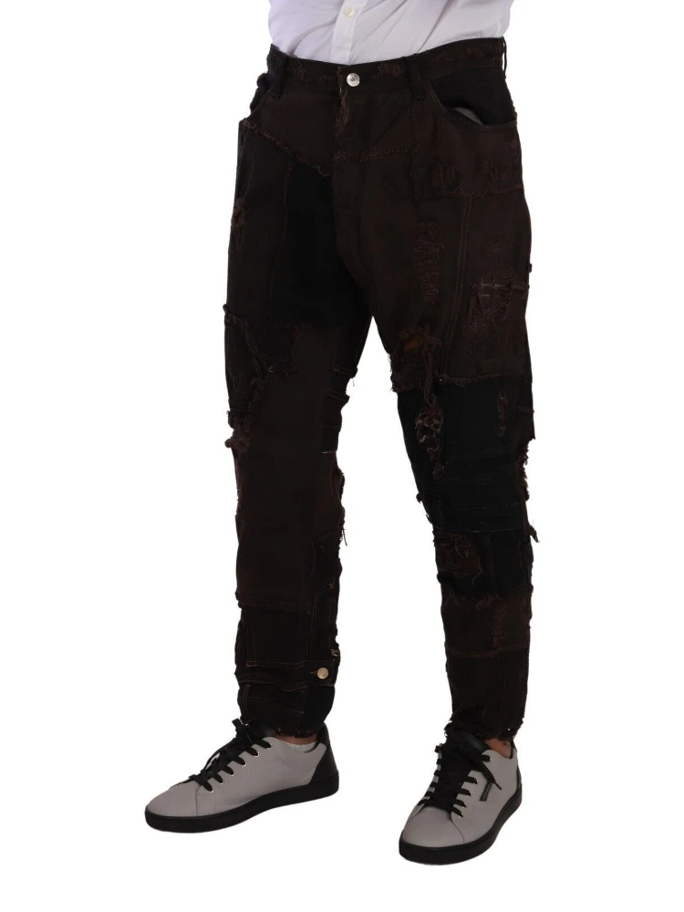 Brown Cotton Distressed Regular Denim Jeans alternative