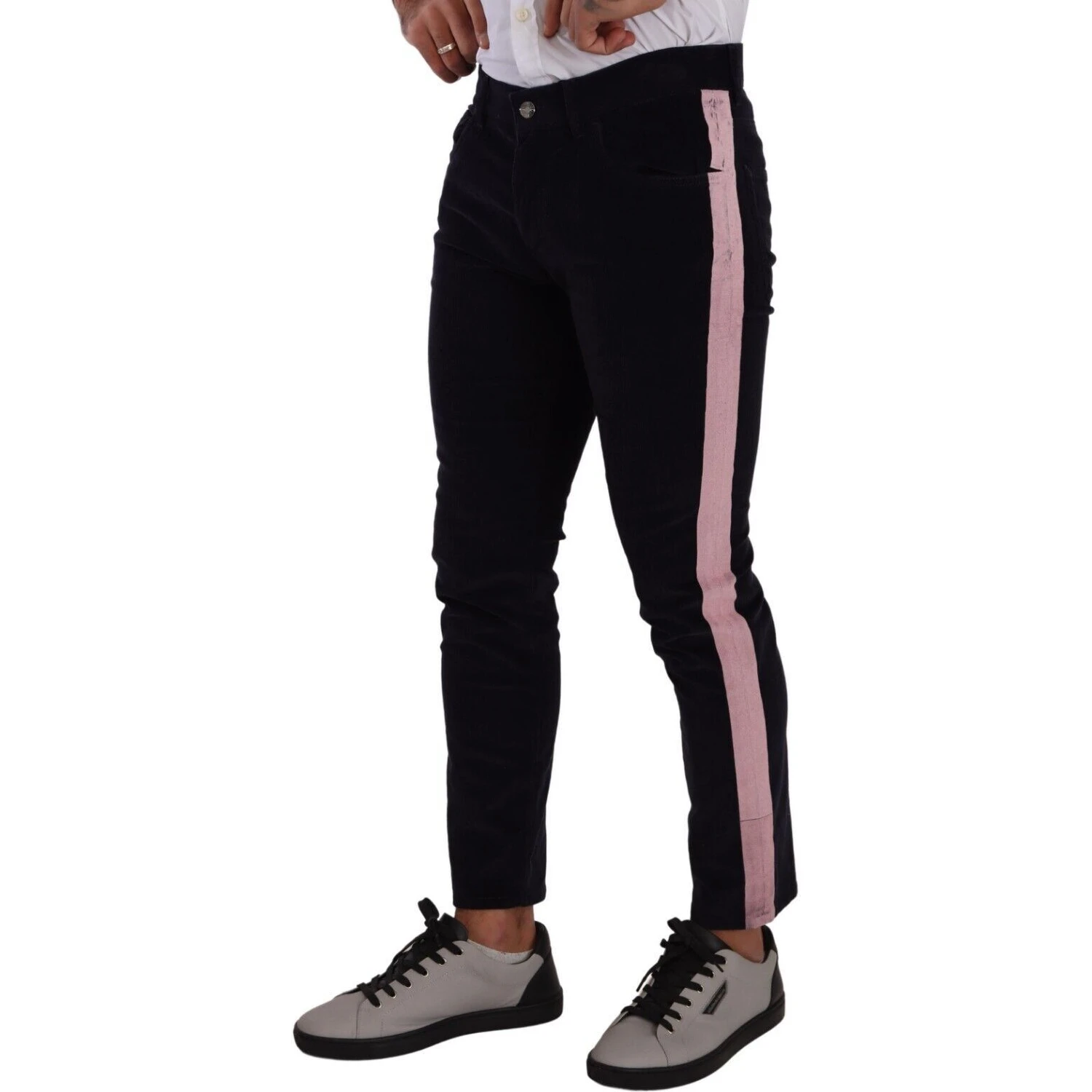 Blue Corduroy Cotton Stretch Skinny Jeans
