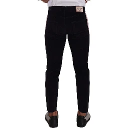 Blue Corduroy Cotton Stretch Skinny Jeans
