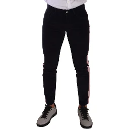 Blue Corduroy Cotton Stretch Skinny Jeans
