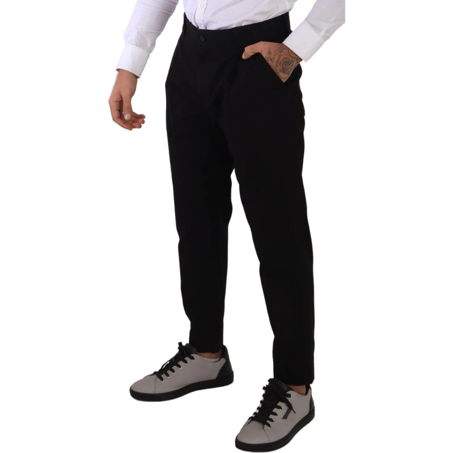 Black Cotton Stretch Chinos Trouser Jeans