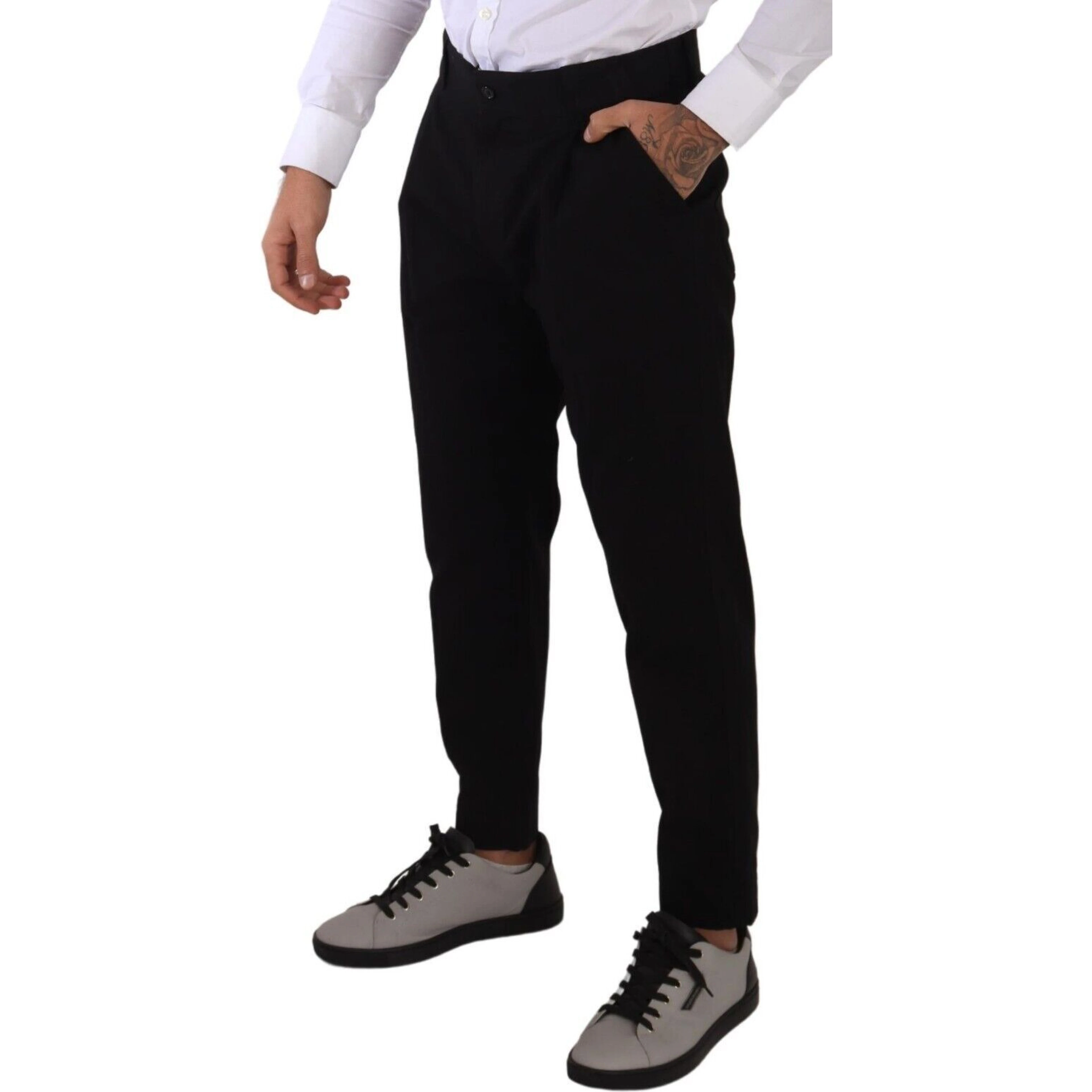 Black Cotton Stretch Chinos Trouser Jeans