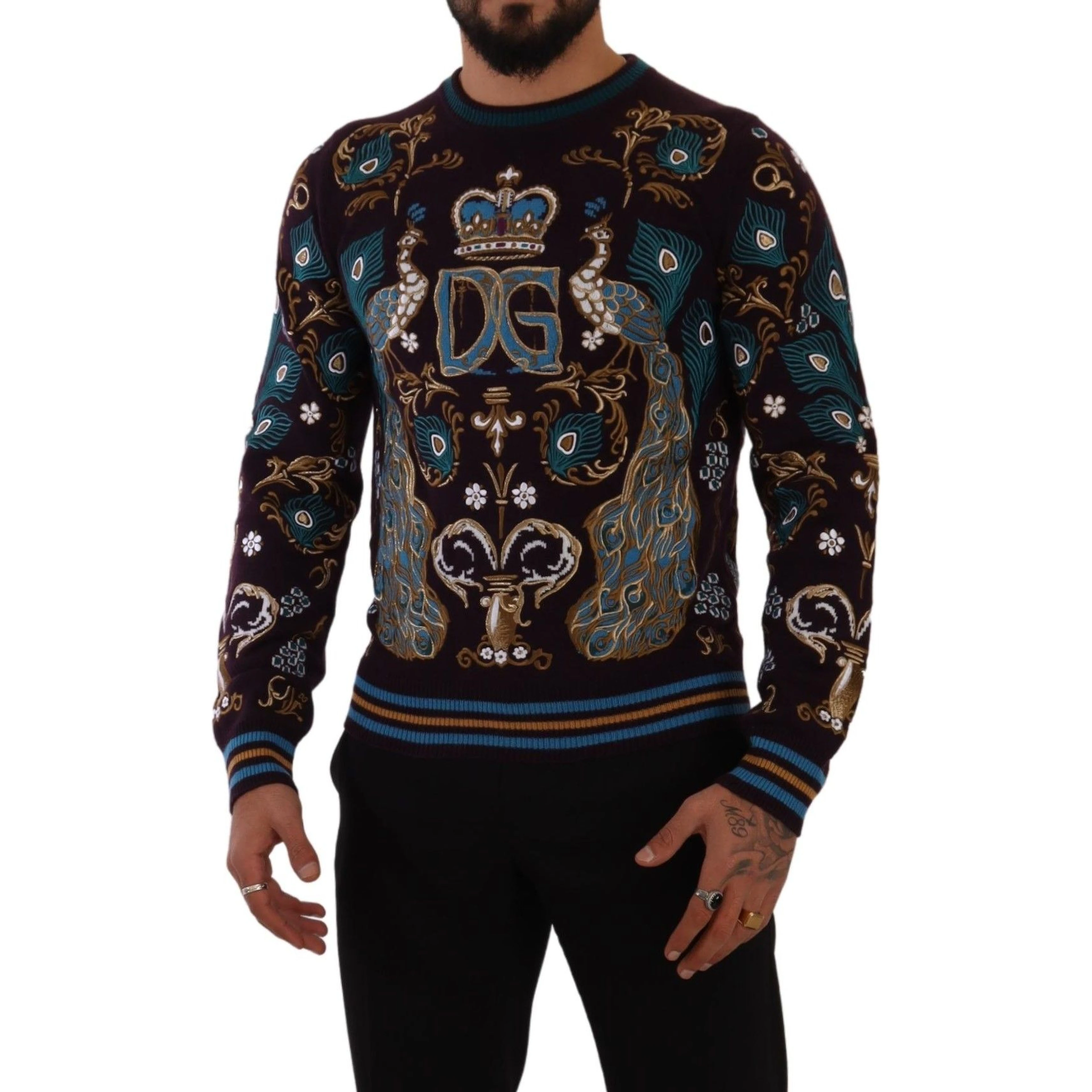 Bordeaux Cashmere DG Crown Embroidered Sweater