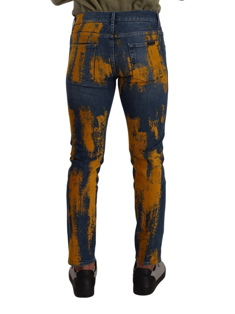 Blue Yellow Dye Cotton Skinny Men Denim Jeans alternative