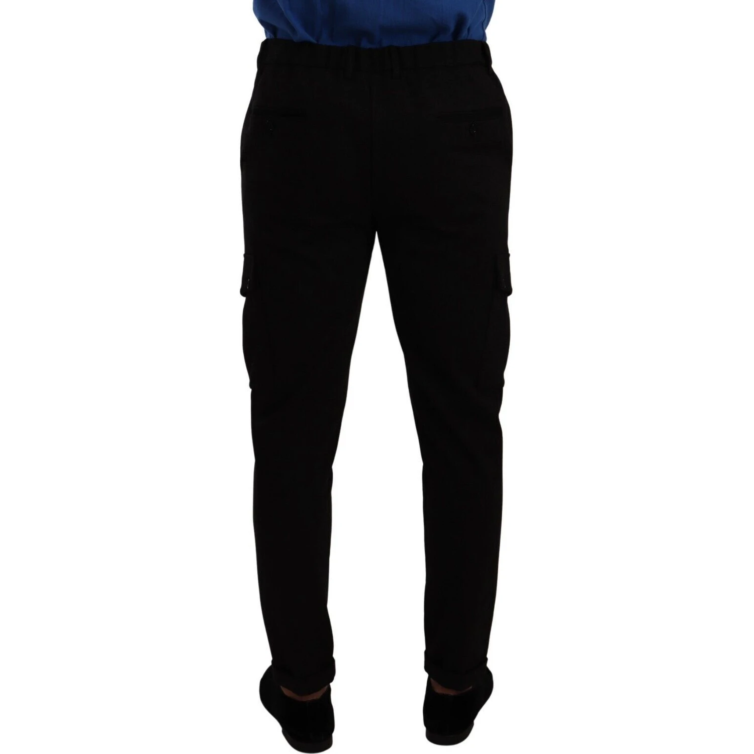 Black Viscose Skinny Cargo Trouser Pants