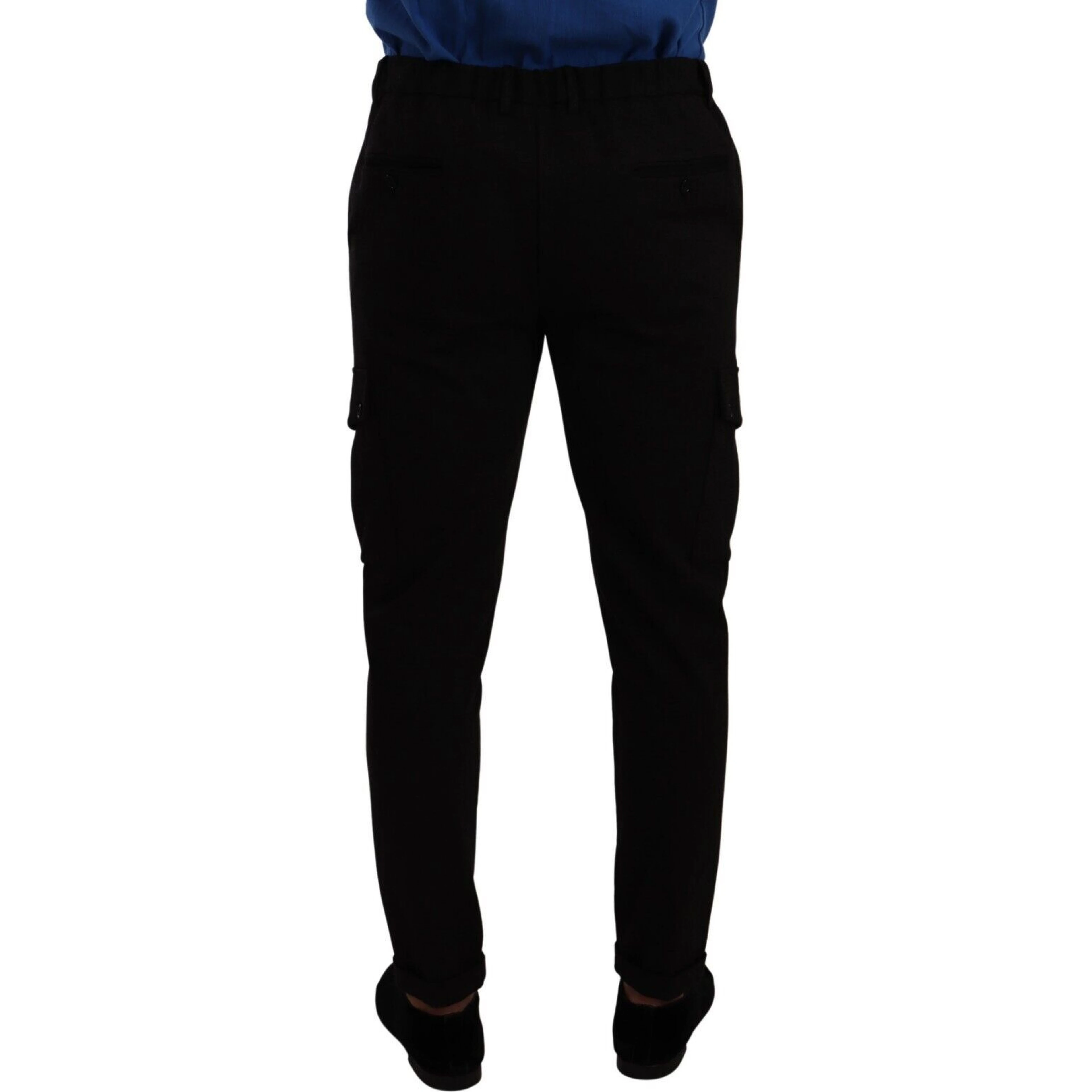 Black Viscose Skinny Cargo Trouser Pants