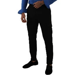 Black Viscose Skinny Cargo Trouser Pants