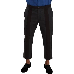 Gray Bordeaux Striped Cropped Trouser Pants