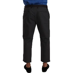 Gray Bordeaux Striped Cropped Trouser Pants