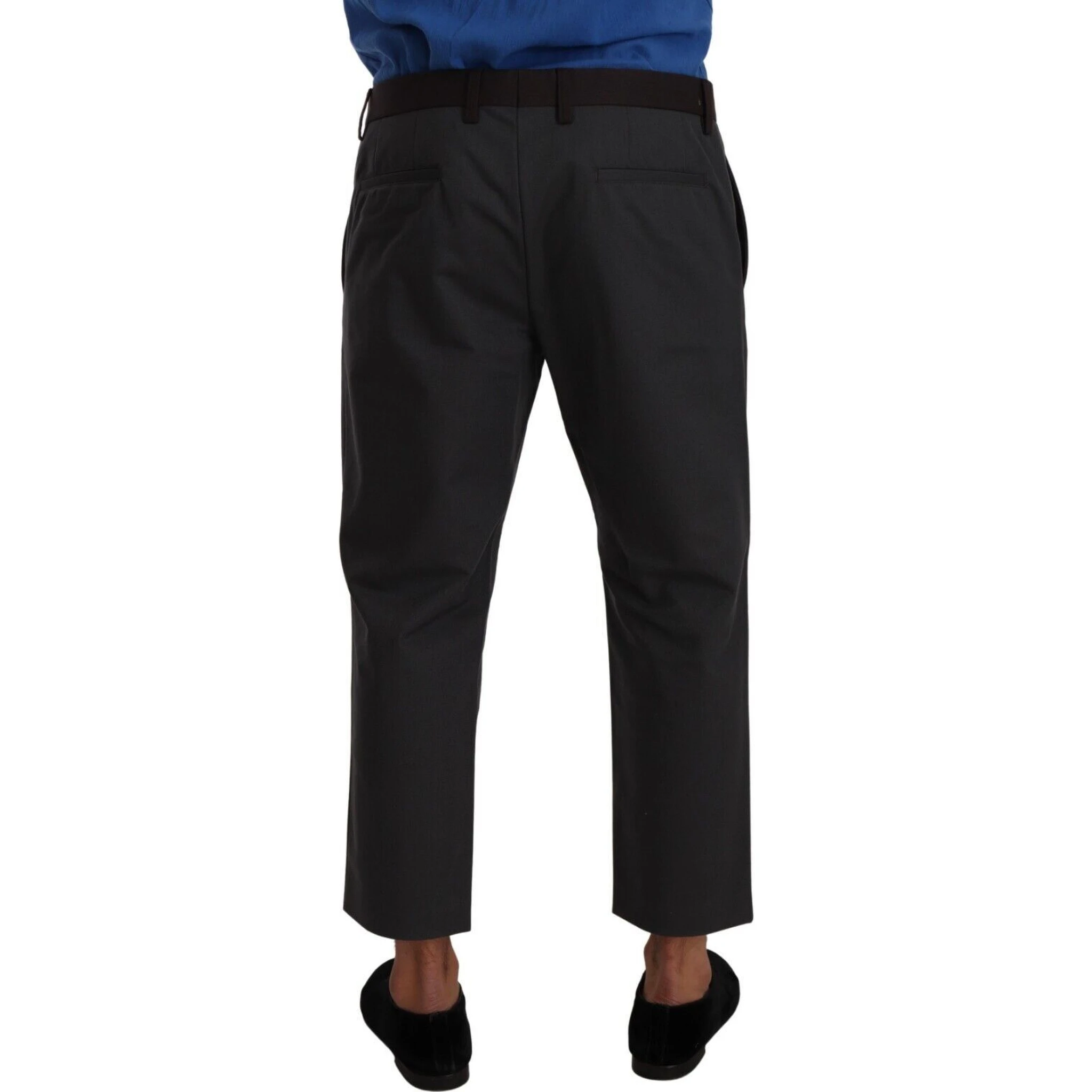 Gray Bordeaux Striped Cropped Trouser Pants