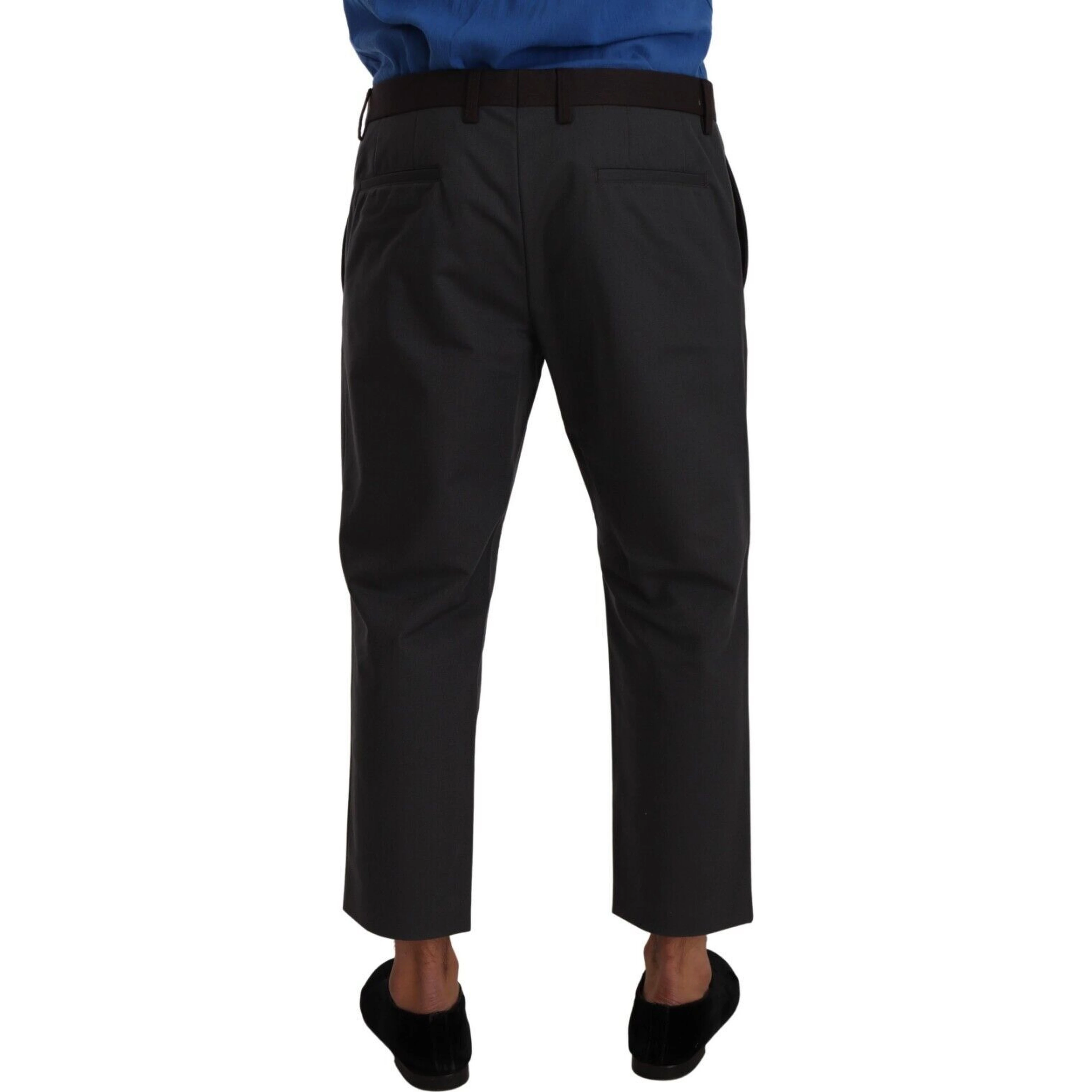 Gray Bordeaux Striped Cropped Trouser Pants