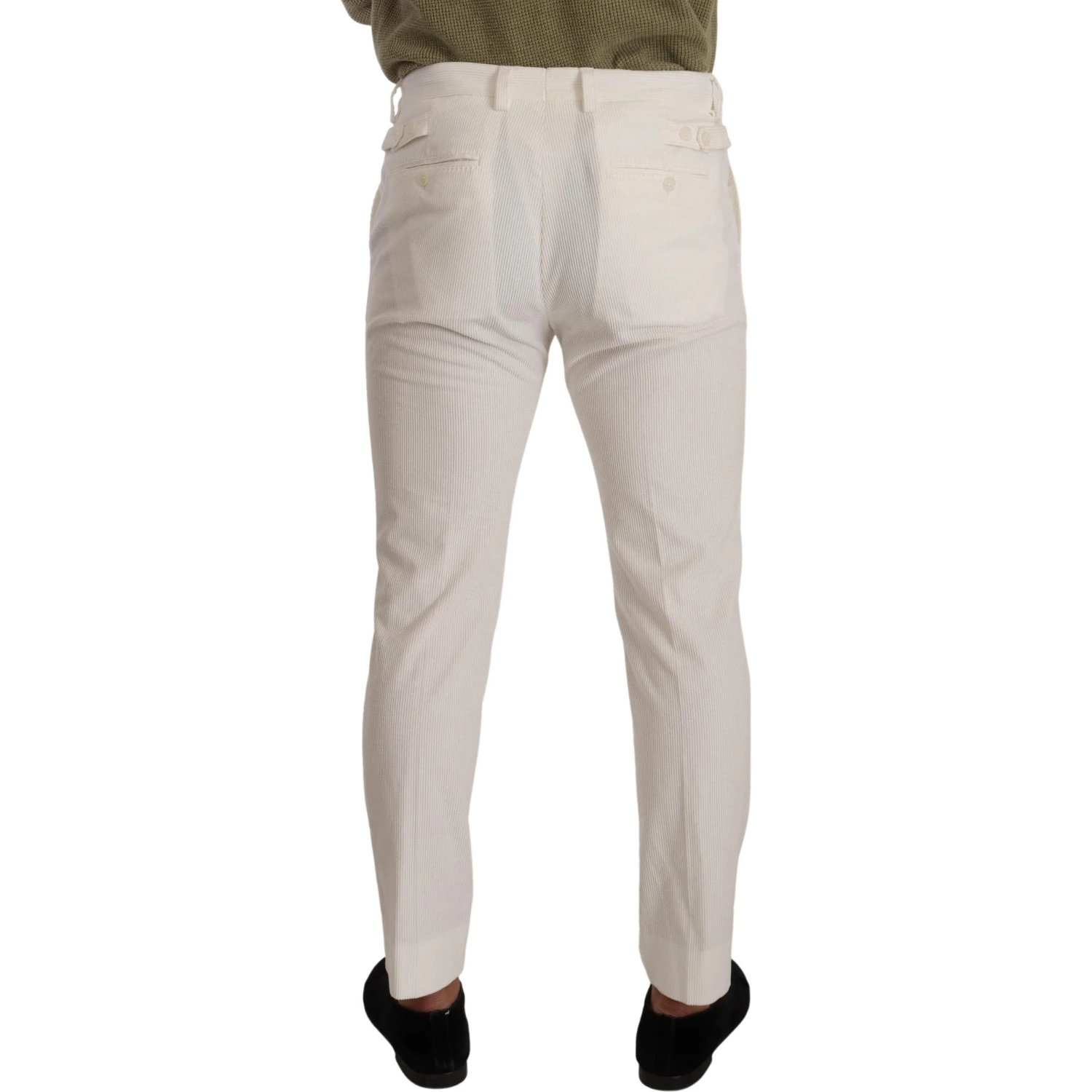 White Cotton Skinny Corduroy Trouser Pants