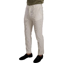 White Cotton Skinny Corduroy Trouser Pants