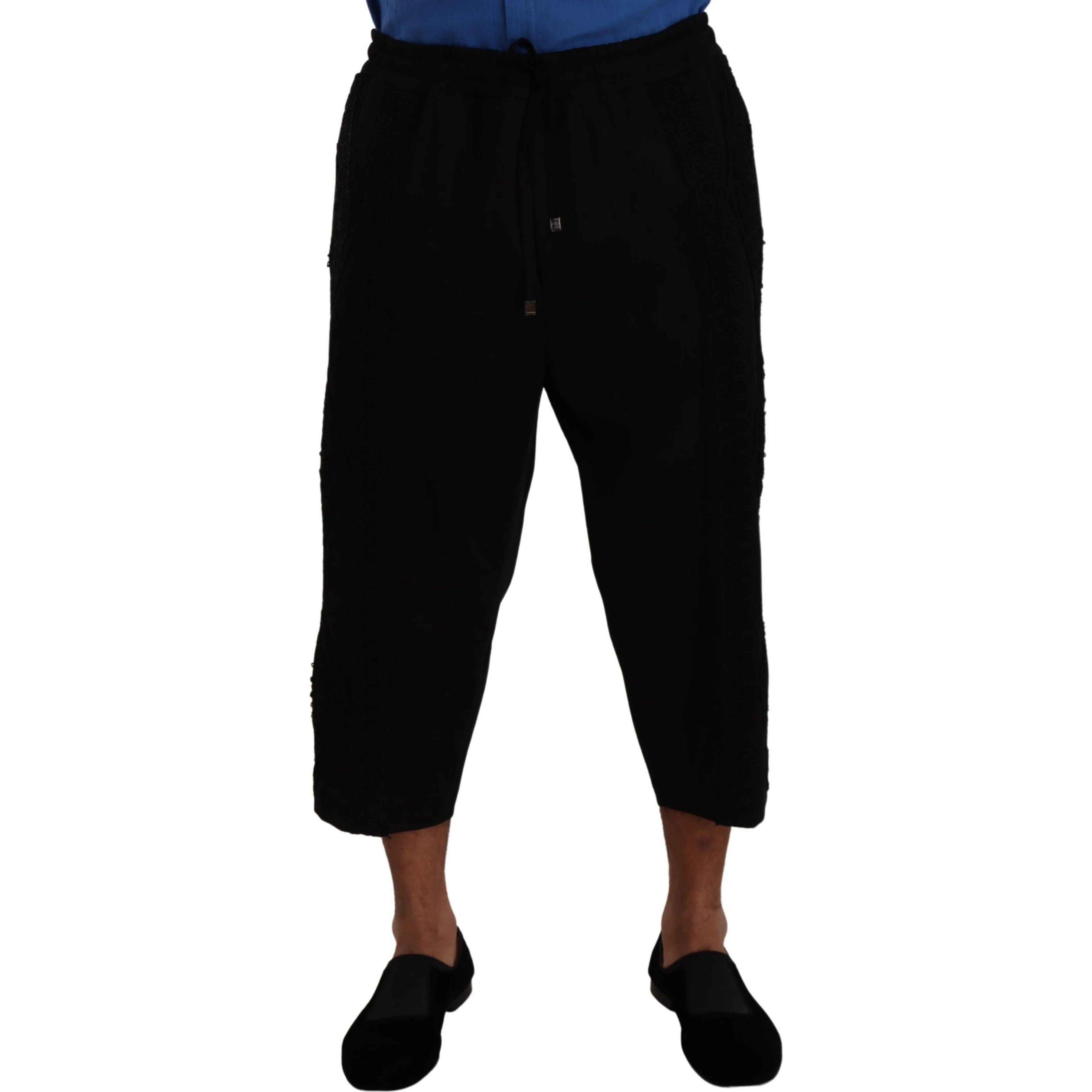 Black Cotton Torero Sweatpants Shorts Pants