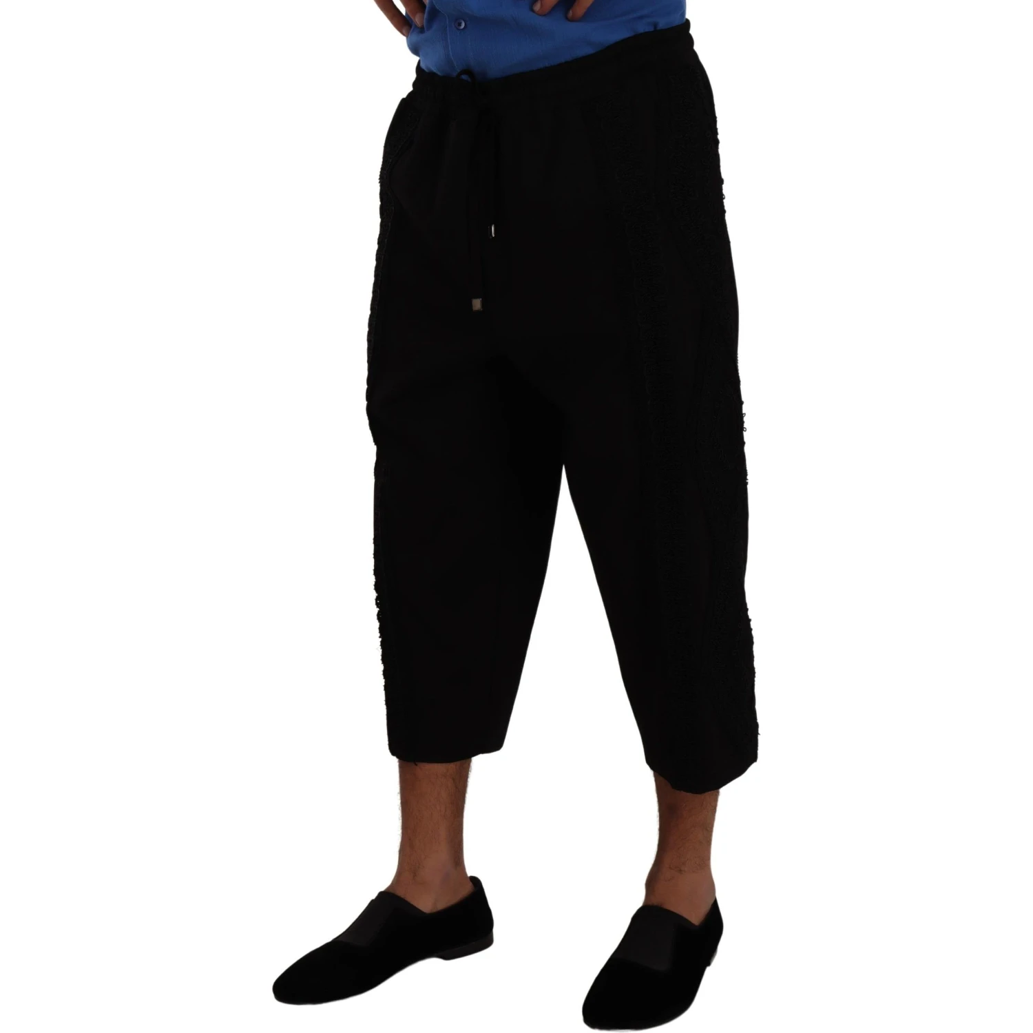Black Cotton Torero Sweatpants Shorts Pants