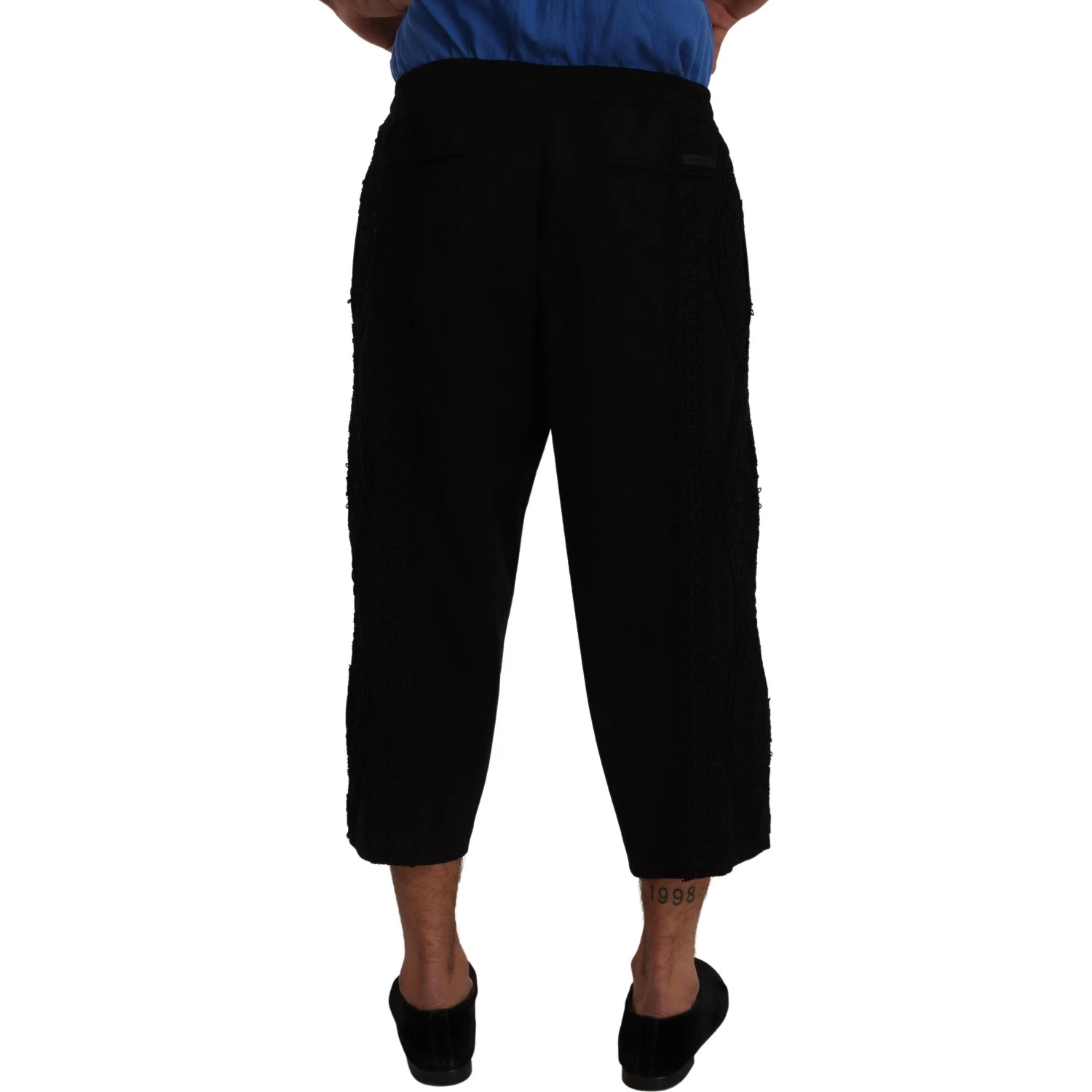 Black Cotton Torero Sweatpants Shorts Pants