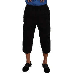 Black Cotton Torero Cropped Short Trouser Pants
