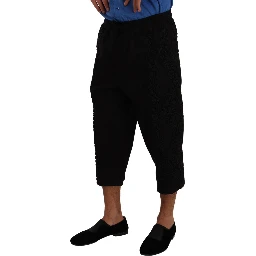 Black Cotton Torero Cropped Short Trouser Pants