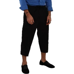 Black Cotton Torero Cropped Short Trouser Pants