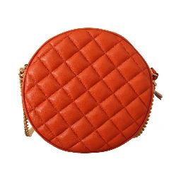 Red Nappa Leather Medusa Round Crossbody Bag