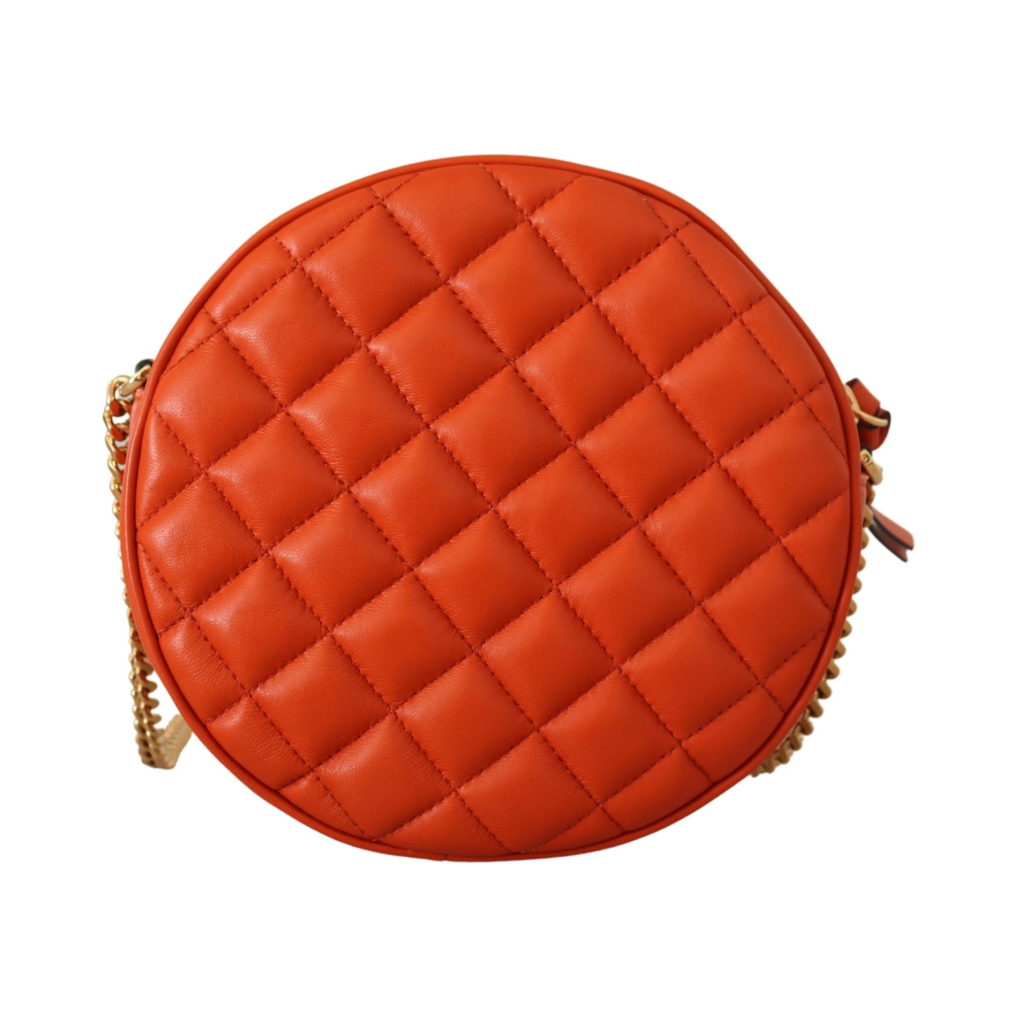Red Nappa Leather Medusa Round Crossbody Bag