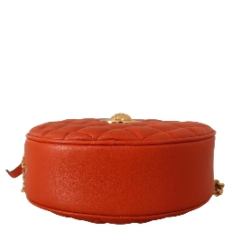 Red Nappa Leather Medusa Round Crossbody Bag