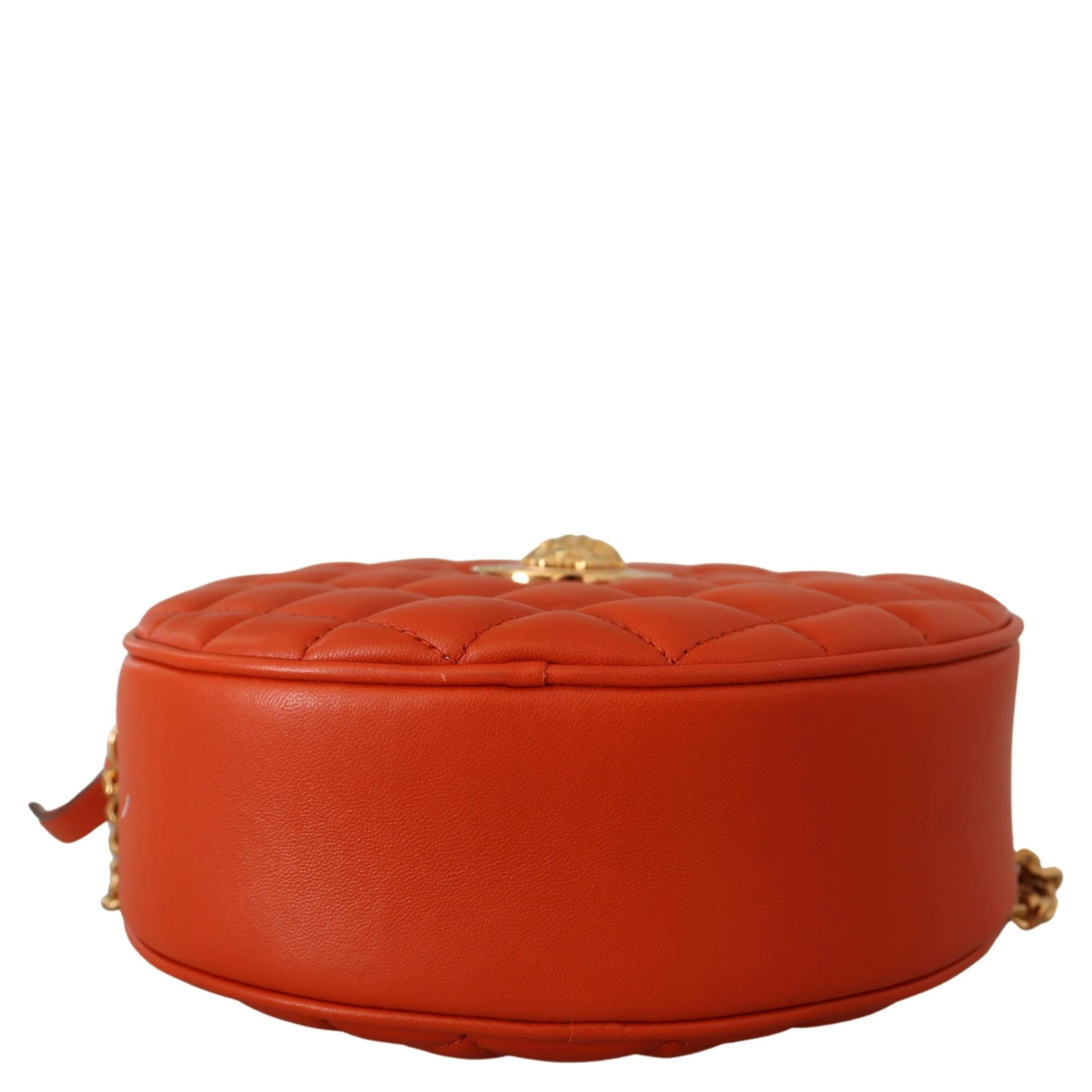 Red Nappa Leather Medusa Round Crossbody Bag