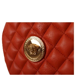 Red Nappa Leather Medusa Round Crossbody Bag