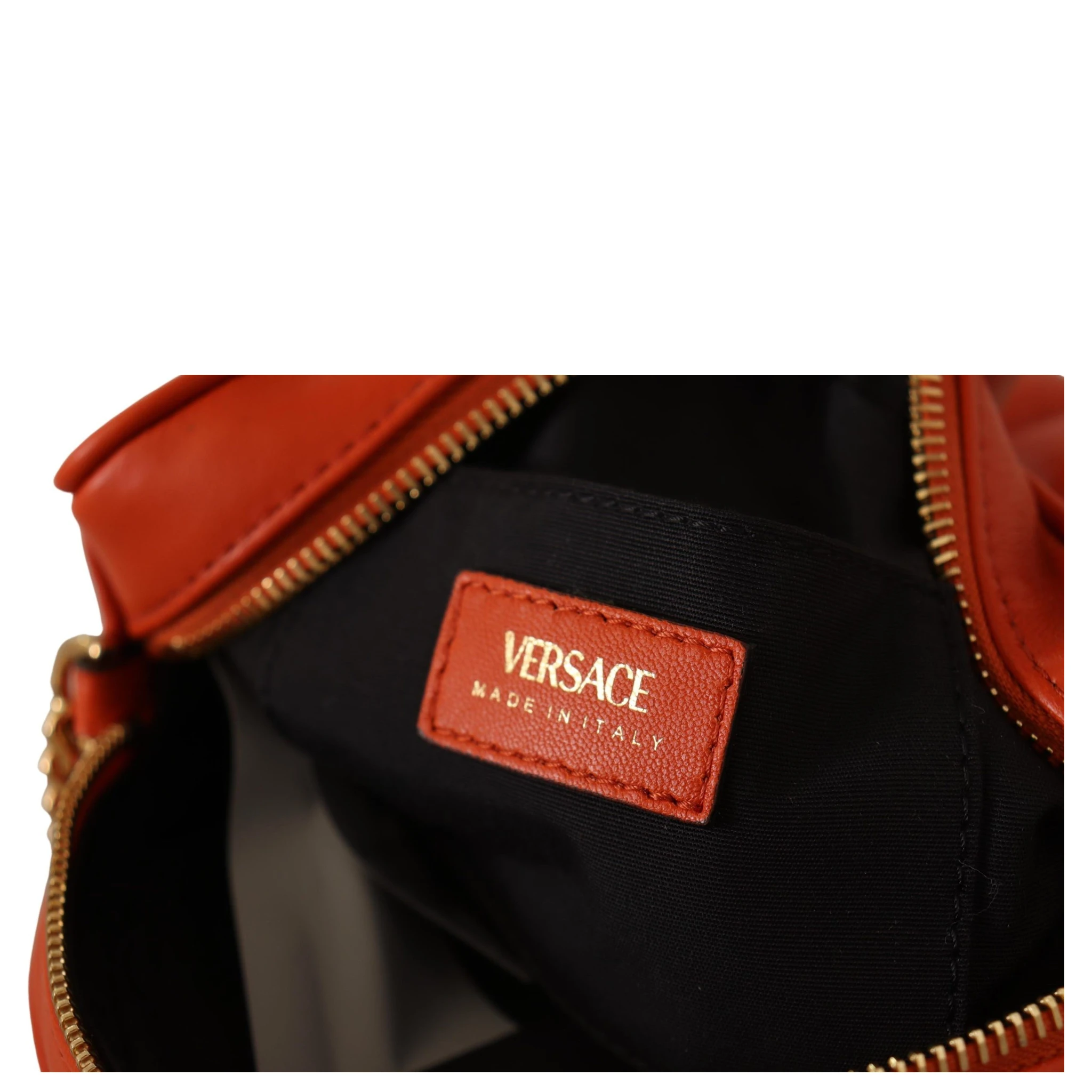 Red Nappa Leather Medusa Round Crossbody Bag