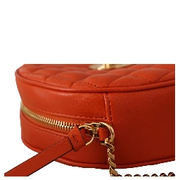 Red Nappa Leather Medusa Round Crossbody Bag