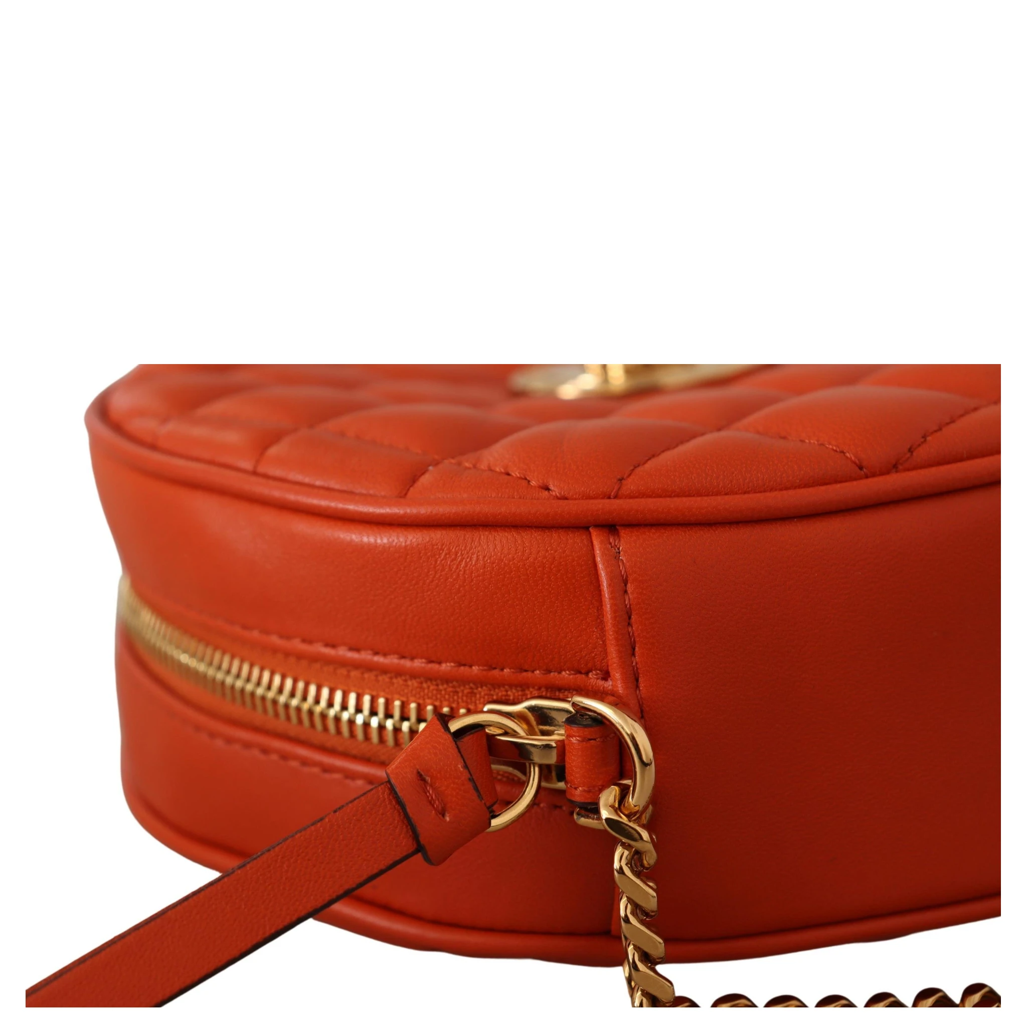 Red Nappa Leather Medusa Round Crossbody Bag
