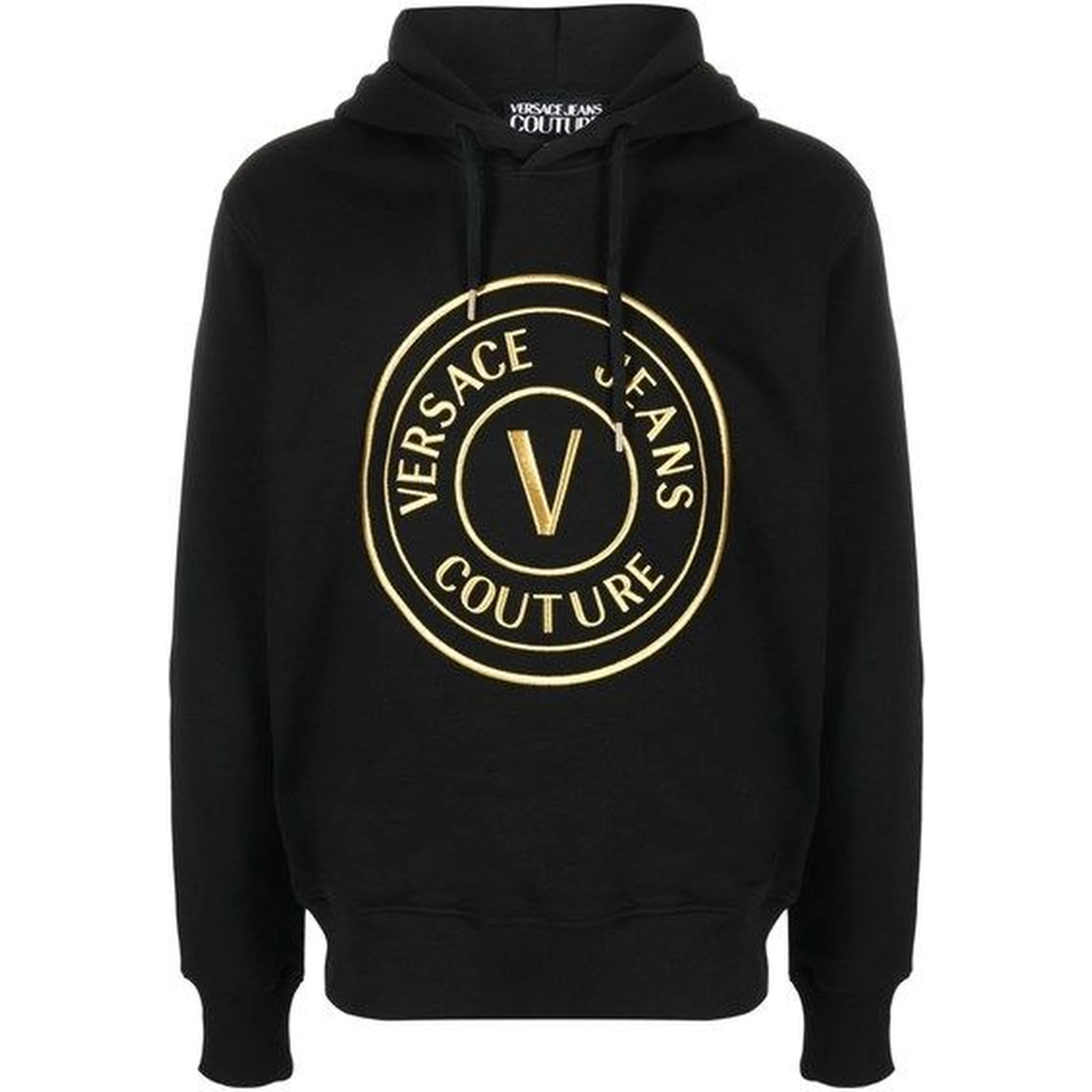 Black Cotton Logo Details Hooded Sweatshirt