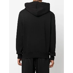 Black Cotton Logo Details Hooded Sweatshirt
