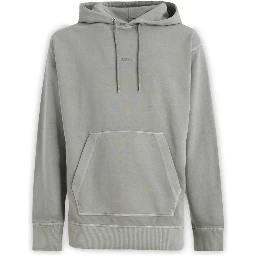 Grey Cotton Logo Details Hooded Sweatshirt