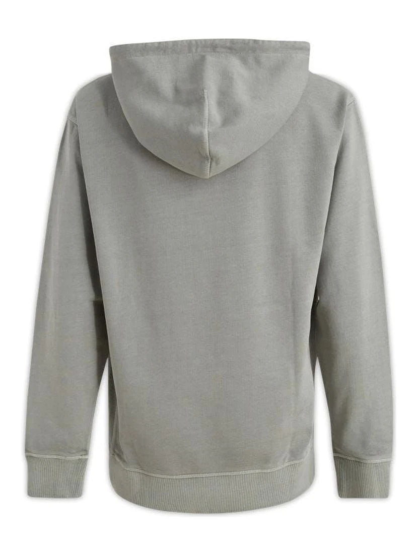 Grey Cotton Logo Details Hooded Sweatshirt