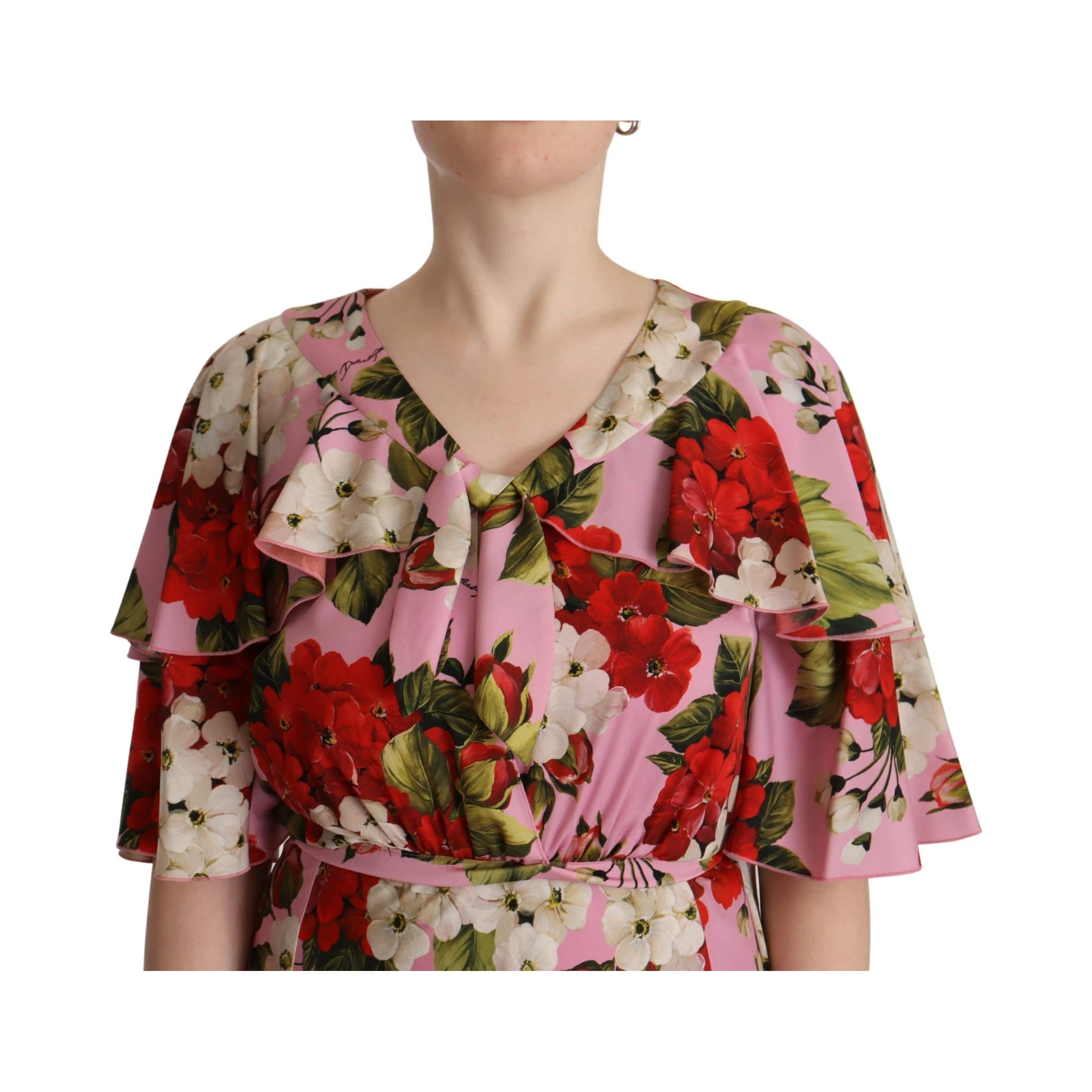 Pink Floral Silk Stretch Gown Maxi Dress