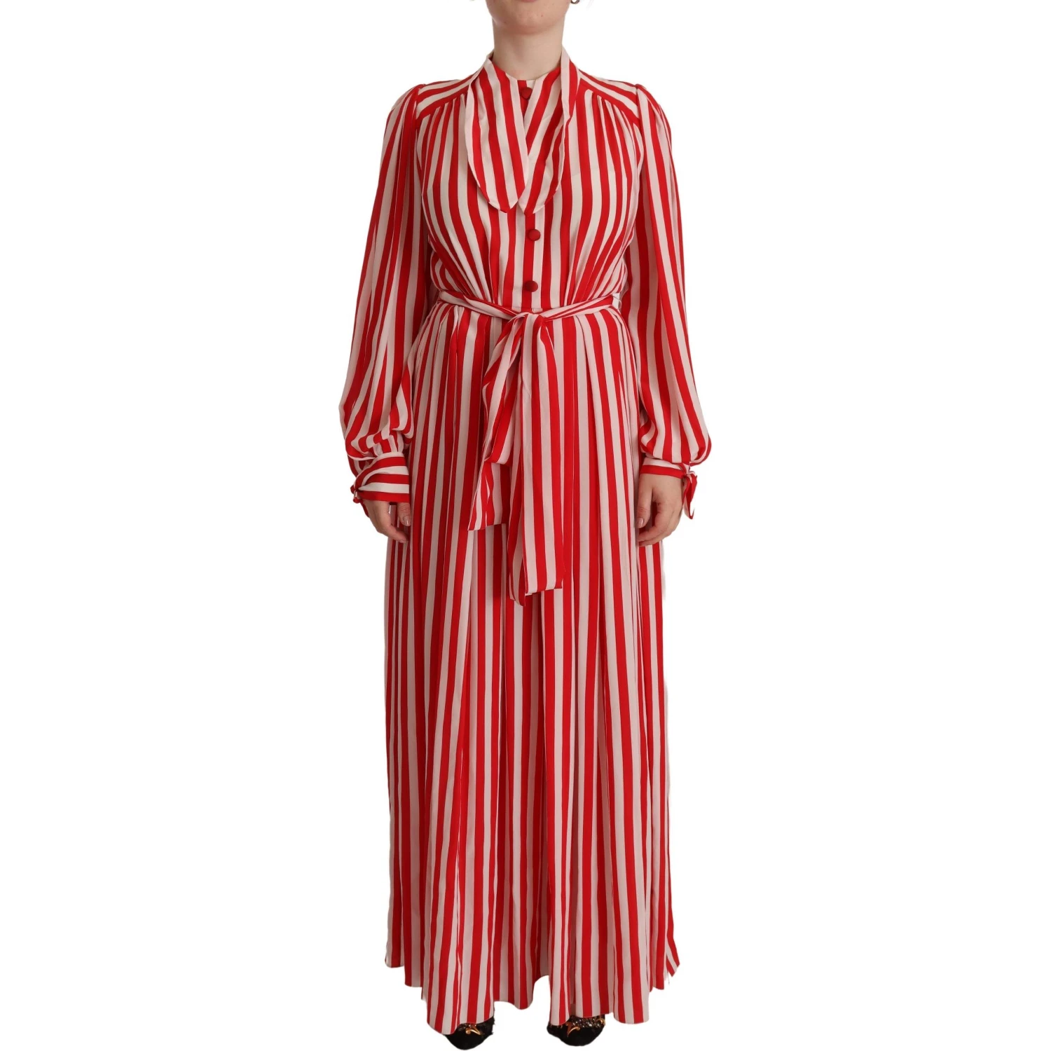 White Red Silk A-Line Shift Gown Dress