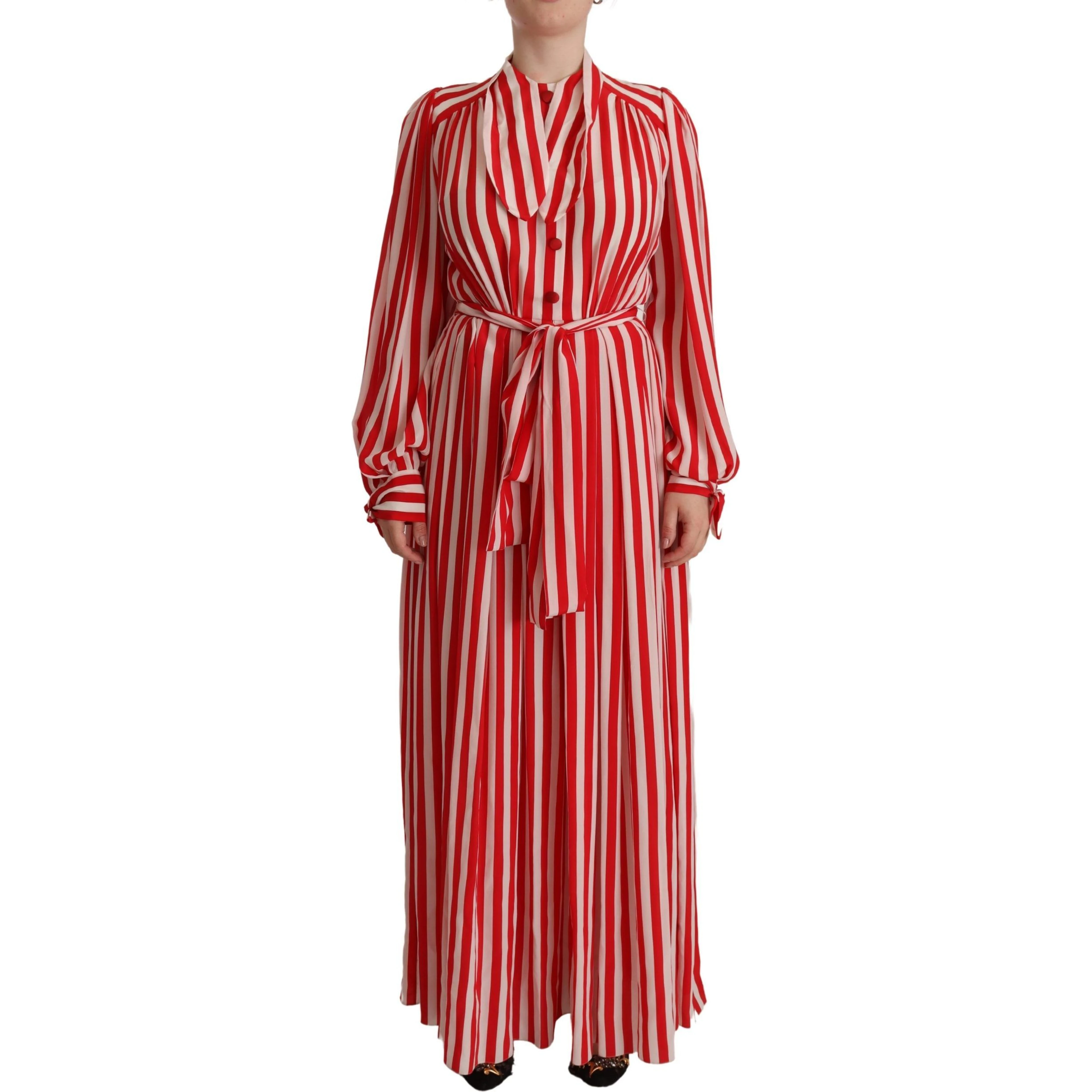 White Red Silk A-Line Shift Gown Dress