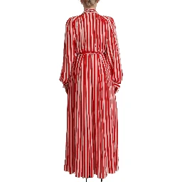 White Red Silk A-Line Shift Gown Dress