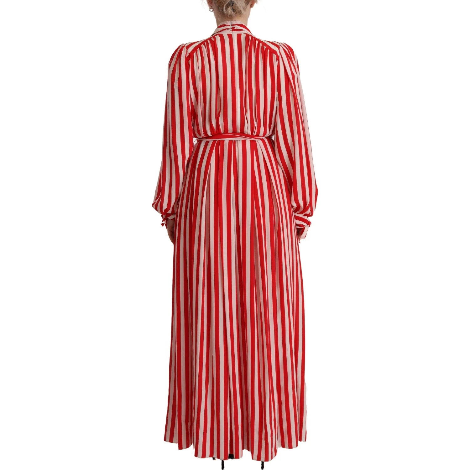 White Red Silk A-Line Shift Gown Dress