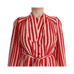 White Red Silk A-Line Shift Gown Dress