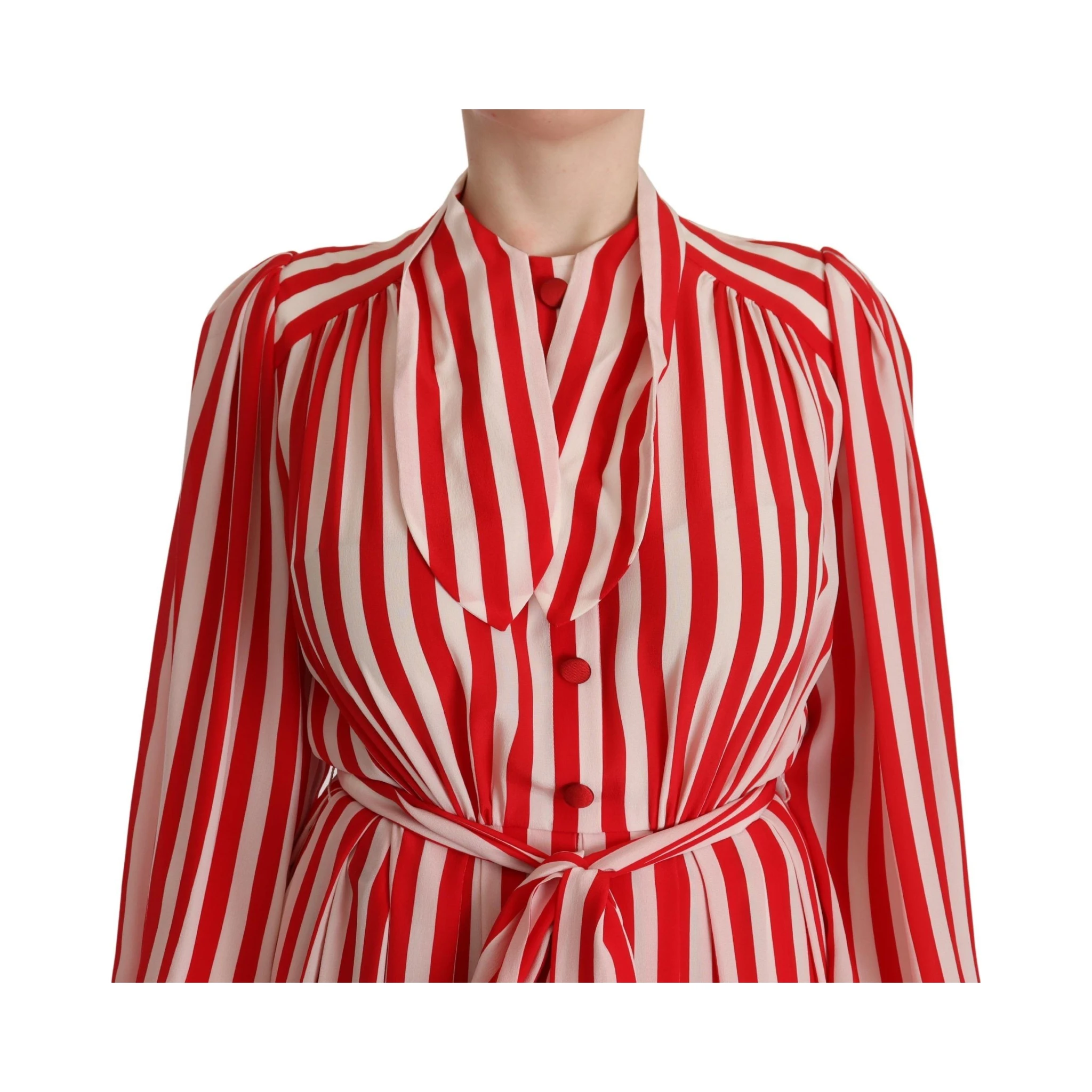 White Red Silk A-Line Shift Gown Dress