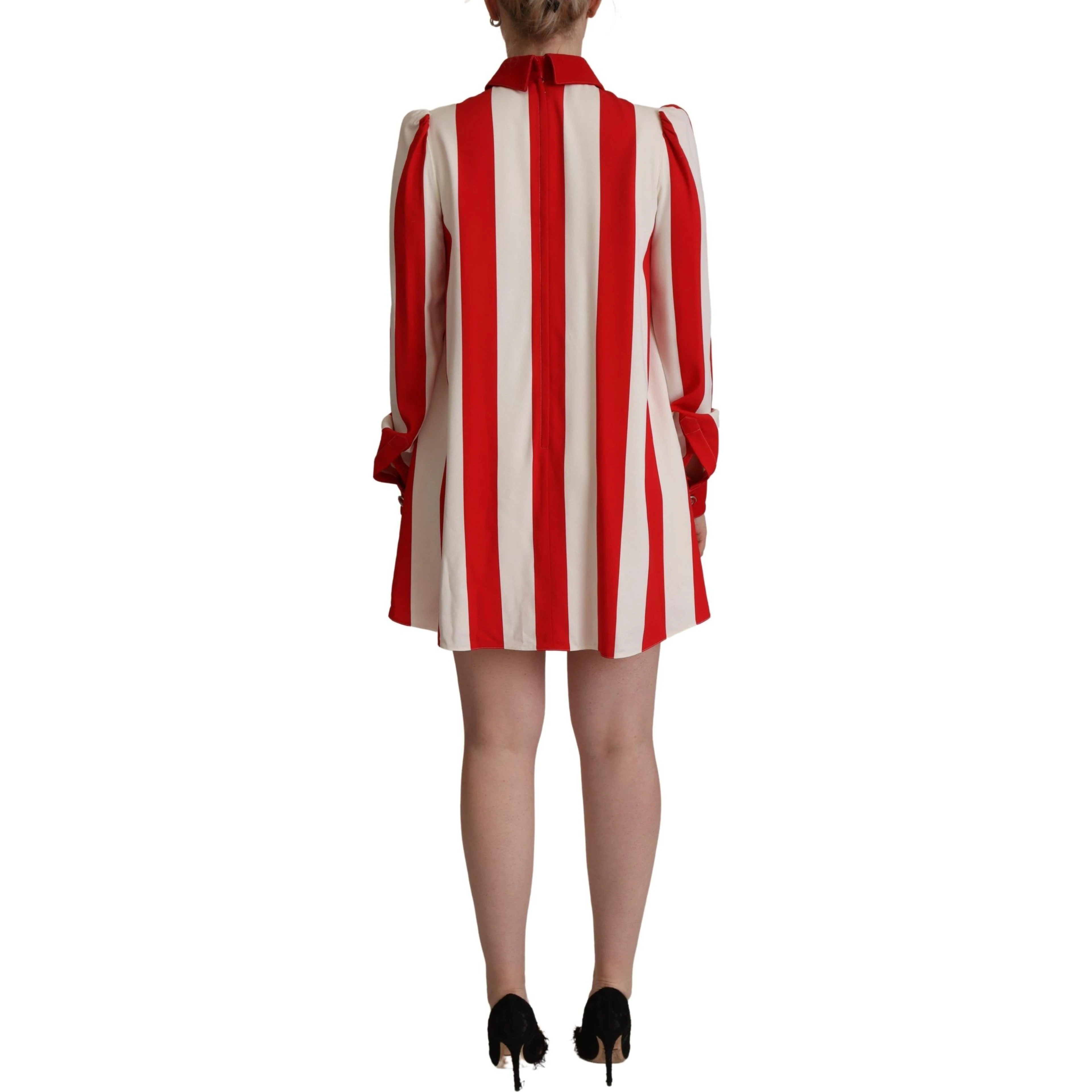 White Red Stretch Mini Shirt Gown Dress