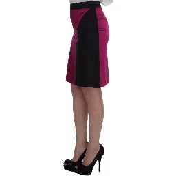 Pink Black Above Knees Cotton Stretch Skirt