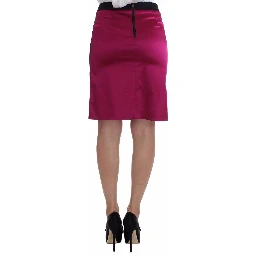 Pink Black Above Knees Cotton Stretch Skirt