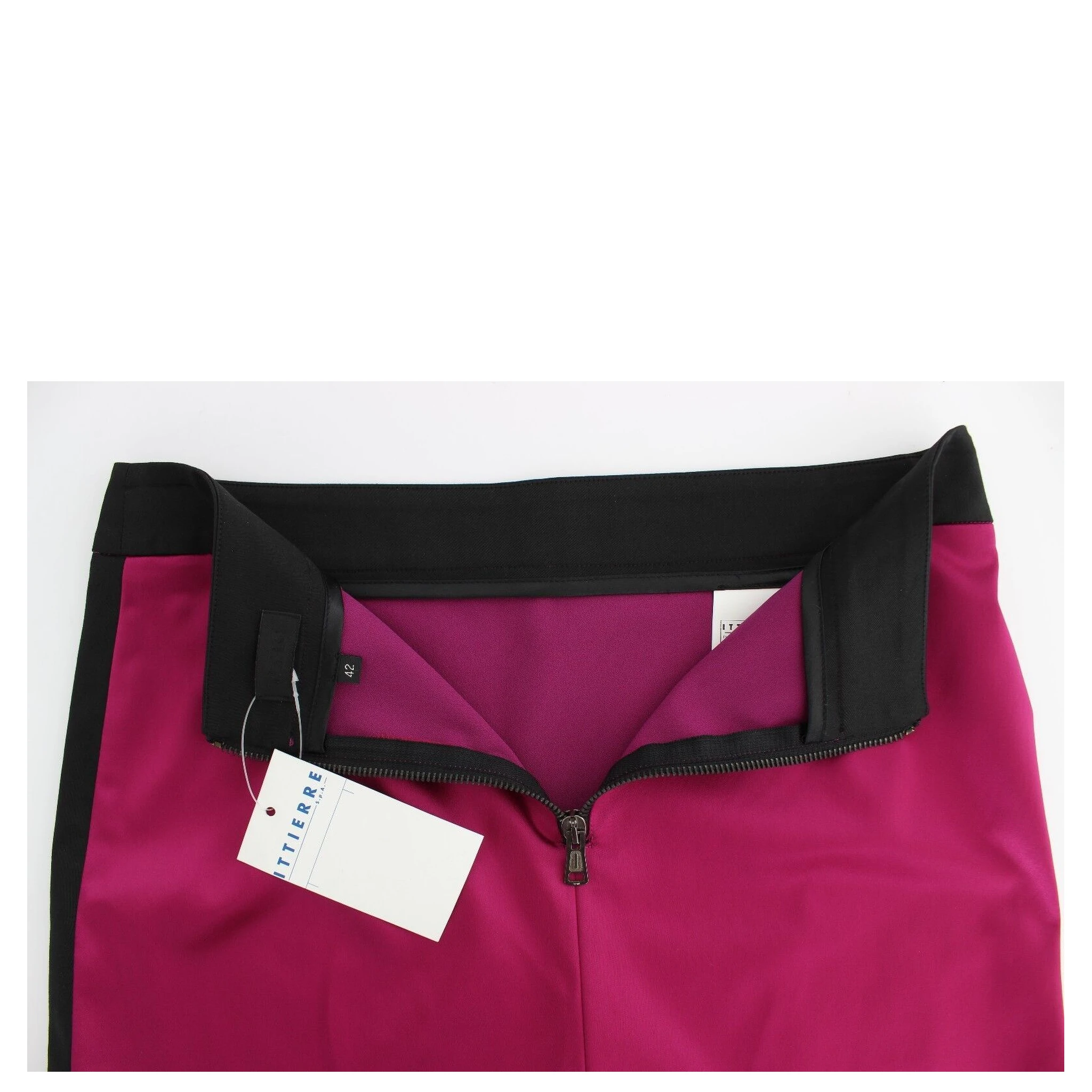 Pink Black Above Knees Cotton Stretch Skirt