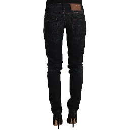 Black Washed Cotton Low Waist Slim Fit Denim Jeans