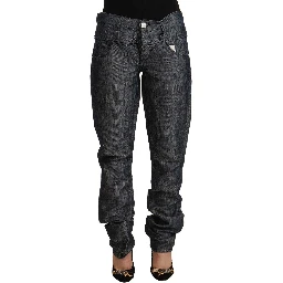 Dark Gray Ramie Mid Wide Waist Straight Denim Jeans