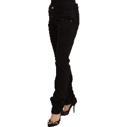 Black Low Waist Cotton Stretch Denim Skinny Jeans